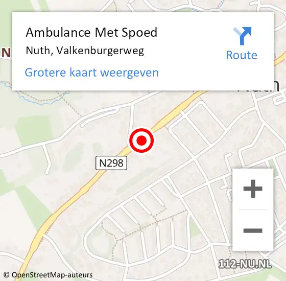 Locatie op kaart van de 112 melding: Ambulance Met Spoed Naar Nuth, Valkenburgerweg op 7 februari 2015 23:48