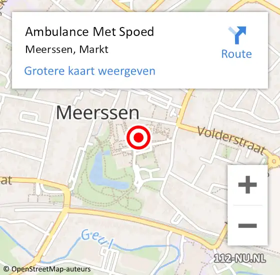 Locatie op kaart van de 112 melding: Ambulance Met Spoed Naar Meerssen, Markt op 8 februari 2015 01:42