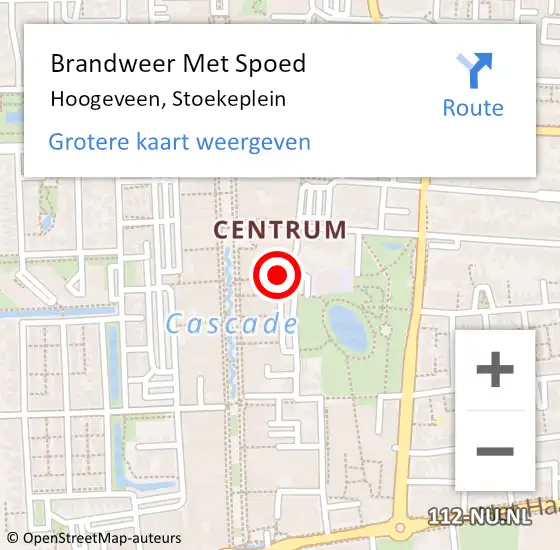 Locatie op kaart van de 112 melding: Brandweer Met Spoed Naar Hoogeveen, Stoekeplein op 8 februari 2015 01:50