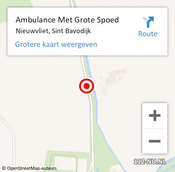 Locatie op kaart van de 112 melding: Ambulance Met Grote Spoed Naar Nieuwvliet, Sint Bavodijk op 8 februari 2015 02:58