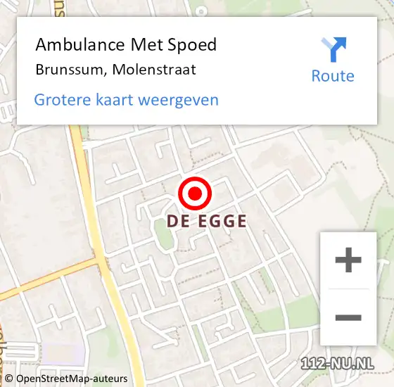 Locatie op kaart van de 112 melding: Ambulance Met Spoed Naar Brunssum, Molenstraat op 8 februari 2015 03:14