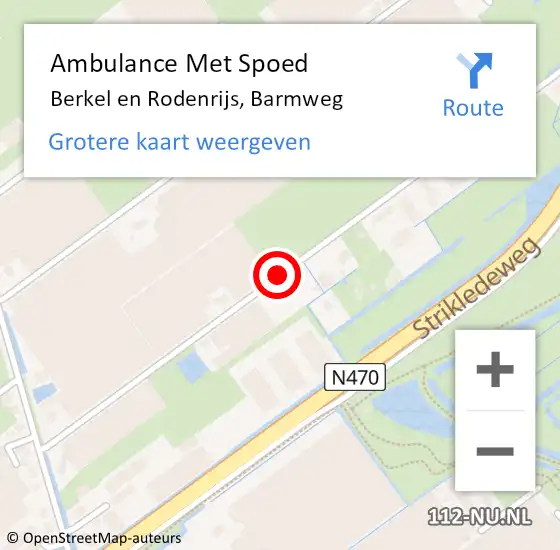 Locatie op kaart van de 112 melding: Ambulance Met Spoed Naar Berkel en Rodenrijs, Barmweg op 8 februari 2015 03:48