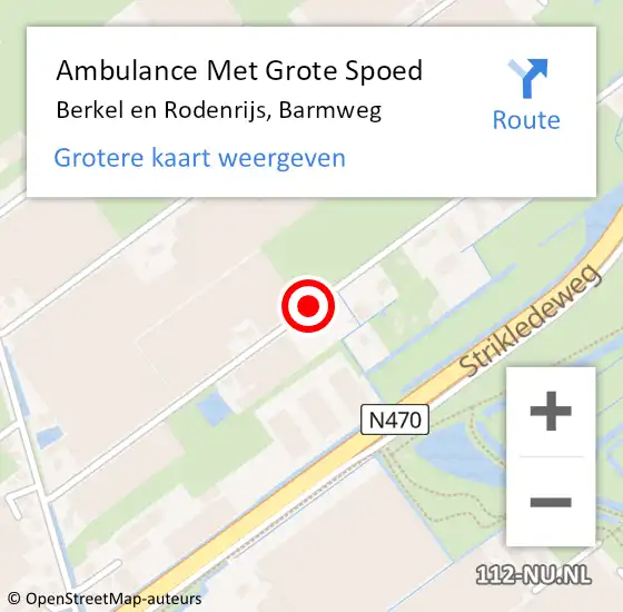 Locatie op kaart van de 112 melding: Ambulance Met Grote Spoed Naar Berkel en Rodenrijs, Barmweg op 8 februari 2015 03:48