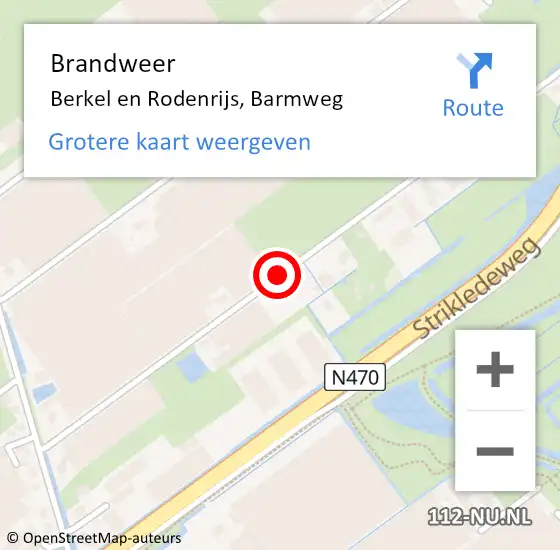 Locatie op kaart van de 112 melding: Brandweer Berkel en Rodenrijs, Barmweg op 8 februari 2015 04:25