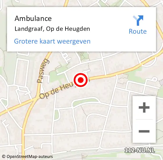 Locatie op kaart van de 112 melding: Ambulance Landgraaf, Op de Heugden op 8 februari 2015 05:17