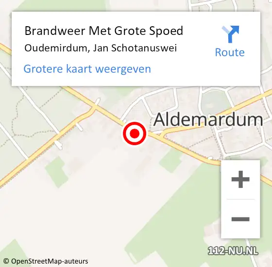 Locatie op kaart van de 112 melding: Brandweer Met Grote Spoed Naar Oudemirdum, Jan Schotanuswei op 8 februari 2015 06:46