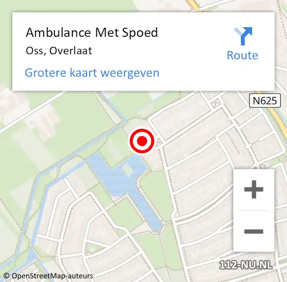 Locatie op kaart van de 112 melding: Ambulance Met Spoed Naar Oss, Overlaat op 8 februari 2015 06:52