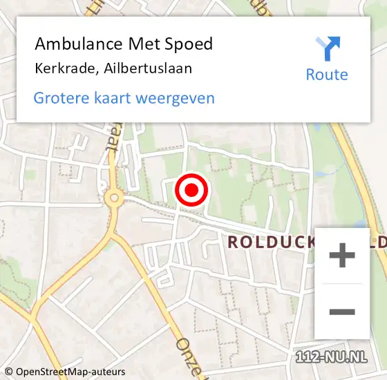 Locatie op kaart van de 112 melding: Ambulance Met Spoed Naar Kerkrade, Ailbertuslaan op 8 februari 2015 07:29