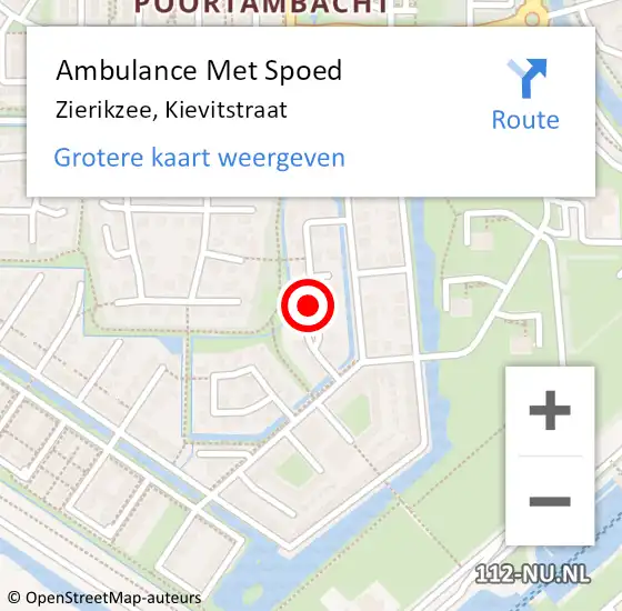 Locatie op kaart van de 112 melding: Ambulance Met Spoed Naar Zierikzee, Kievitstraat op 8 februari 2015 08:48