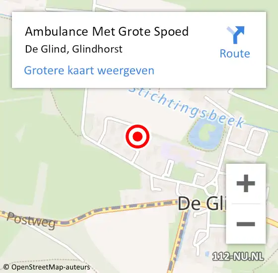 Locatie op kaart van de 112 melding: Ambulance Met Grote Spoed Naar De Glind, Glindhorst op 8 februari 2015 09:42