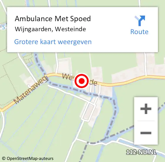 Locatie op kaart van de 112 melding: Ambulance Met Spoed Naar Wijngaarden, Westeinde op 8 februari 2015 09:45