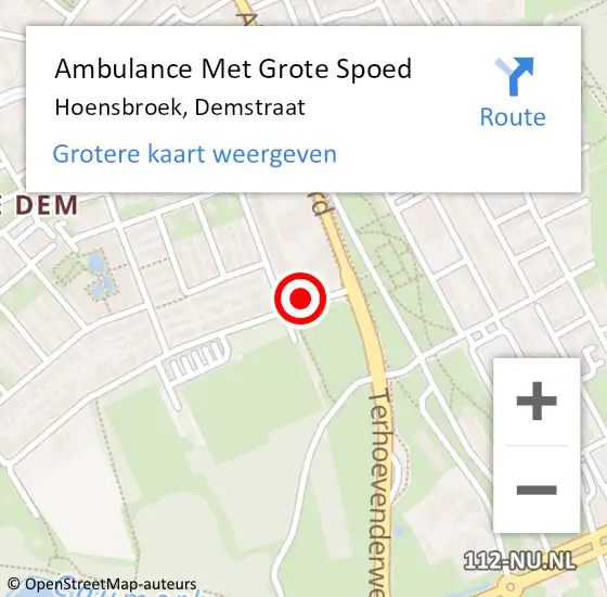 Locatie op kaart van de 112 melding: Ambulance Met Grote Spoed Naar Hoensbroek, Demstraat op 8 februari 2015 09:55