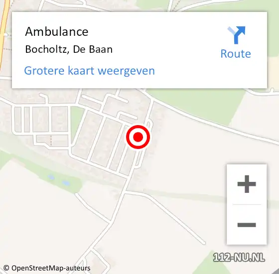 Locatie op kaart van de 112 melding: Ambulance Bocholtz, De Baan op 8 februari 2015 10:16