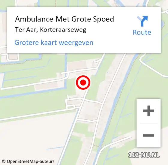 Locatie op kaart van de 112 melding: Ambulance Met Grote Spoed Naar Ter Aar, Korteraarseweg op 8 februari 2015 10:32