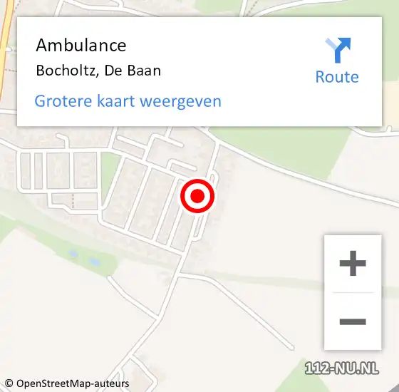 Locatie op kaart van de 112 melding: Ambulance Bocholtz, De Baan op 8 februari 2015 10:36