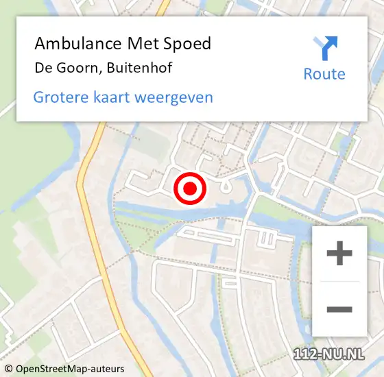 Locatie op kaart van de 112 melding: Ambulance Met Spoed Naar De Goorn, Buitenhof op 8 februari 2015 10:42