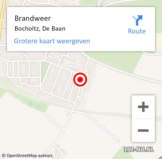 Locatie op kaart van de 112 melding: Brandweer Bocholtz, De Baan op 8 februari 2015 10:57