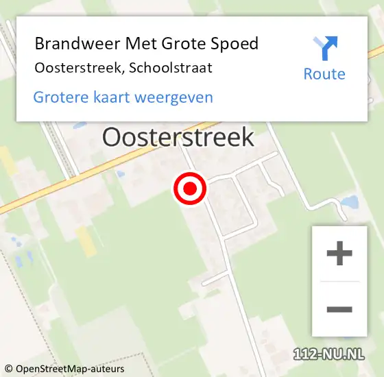 Locatie op kaart van de 112 melding: Brandweer Met Grote Spoed Naar Oosterstreek, Schoolstraat op 8 februari 2015 11:04