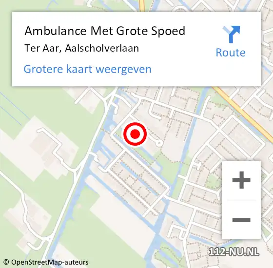 Locatie op kaart van de 112 melding: Ambulance Met Grote Spoed Naar Ter Aar, Aalscholverlaan op 8 februari 2015 11:05