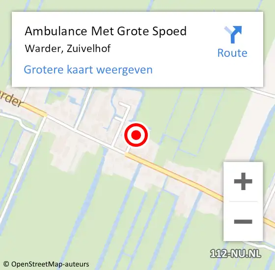 Locatie op kaart van de 112 melding: Ambulance Met Grote Spoed Naar Warder, Zuivelhof op 8 februari 2015 11:18