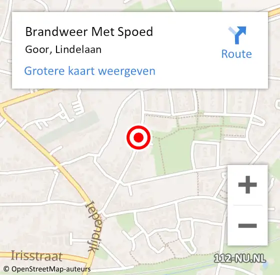 Locatie op kaart van de 112 melding: Brandweer Met Spoed Naar Goor, Lindelaan op 8 februari 2015 11:38