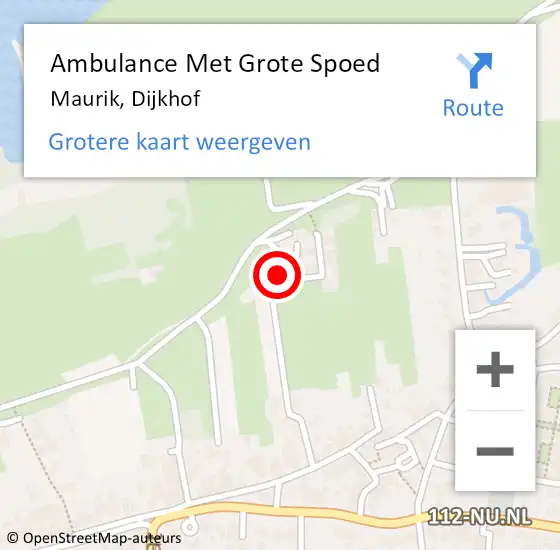 Locatie op kaart van de 112 melding: Ambulance Met Grote Spoed Naar Maurik, Dijkhof op 8 februari 2015 11:42