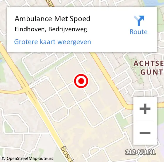 Locatie op kaart van de 112 melding: Ambulance Met Spoed Naar Eindhoven, Bedrijvenweg op 8 februari 2015 11:55