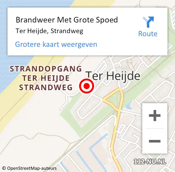 Locatie op kaart van de 112 melding: Brandweer Met Grote Spoed Naar Ter Heijde, Strandweg op 8 februari 2015 12:09