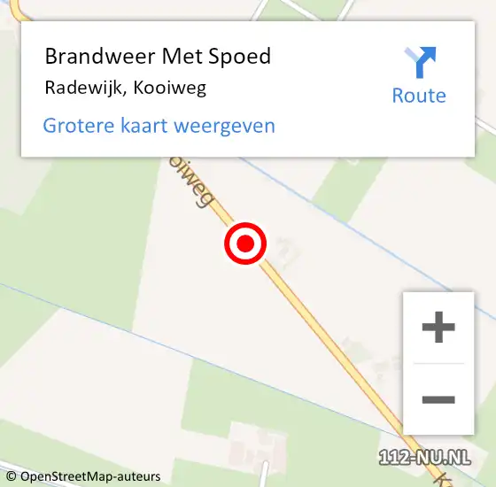 Locatie op kaart van de 112 melding: Brandweer Met Spoed Naar Radewijk, Kooiweg op 29 oktober 2013 09:12