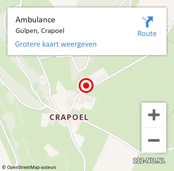 Locatie op kaart van de 112 melding: Ambulance Gulpen, Crapoel op 8 februari 2015 12:59