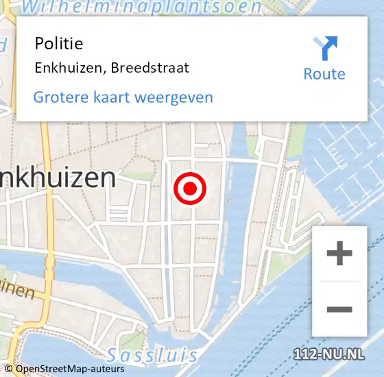 Locatie op kaart van de 112 melding: Politie Enkhuizen, Breedstraat op 8 februari 2015 13:03