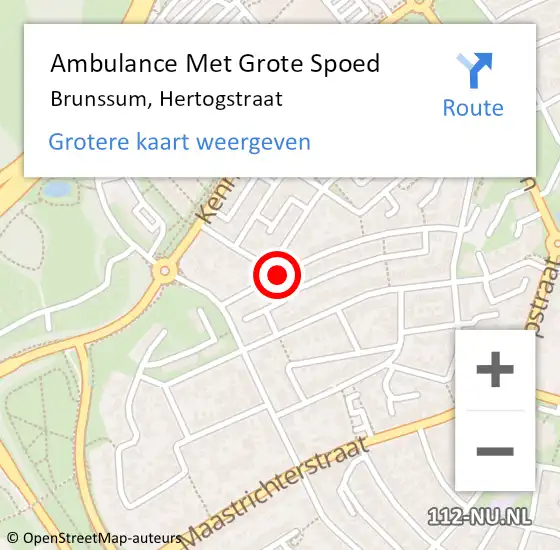 Locatie op kaart van de 112 melding: Ambulance Met Grote Spoed Naar Brunssum, Hertogstraat op 8 februari 2015 13:34