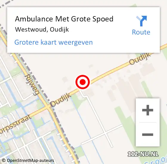 Locatie op kaart van de 112 melding: Ambulance Met Grote Spoed Naar Westwoud, Oudijk op 8 februari 2015 13:57