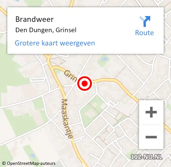 Locatie op kaart van de 112 melding: Brandweer St Michielsgestel, Grinsel op 8 februari 2015 14:09