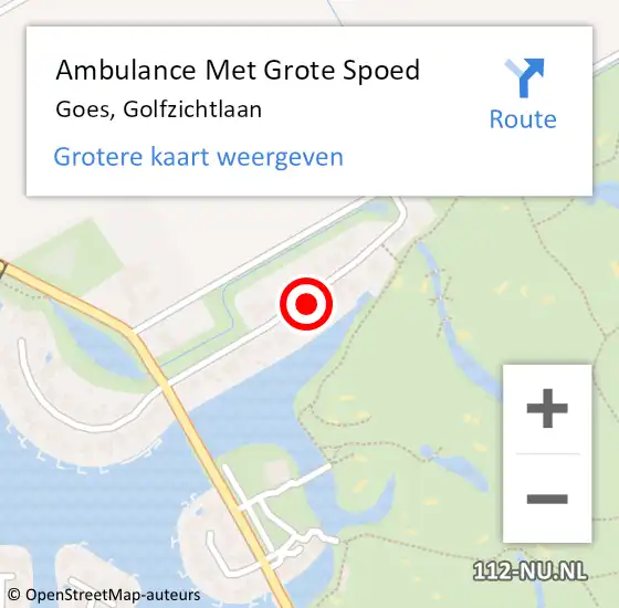 Locatie op kaart van de 112 melding: Ambulance Met Grote Spoed Naar Goes, Golfzichtlaan op 8 februari 2015 14:17