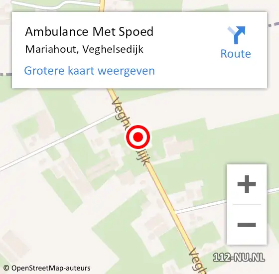 Locatie op kaart van de 112 melding: Ambulance Met Spoed Naar Mariahout, Veghelsedijk op 8 februari 2015 14:51