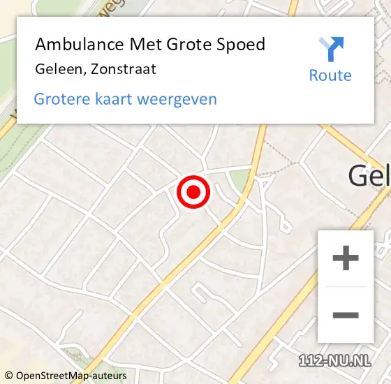 Locatie op kaart van de 112 melding: Ambulance Met Grote Spoed Naar Geleen, Zonstraat op 8 februari 2015 15:18