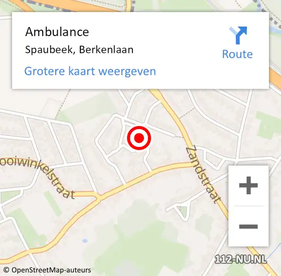 Locatie op kaart van de 112 melding: Ambulance Spaubeek, Berkenlaan op 8 februari 2015 15:46