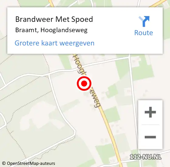 Locatie op kaart van de 112 melding: Brandweer Met Spoed Naar Braamt, Hooglandseweg op 29 oktober 2013 09:29