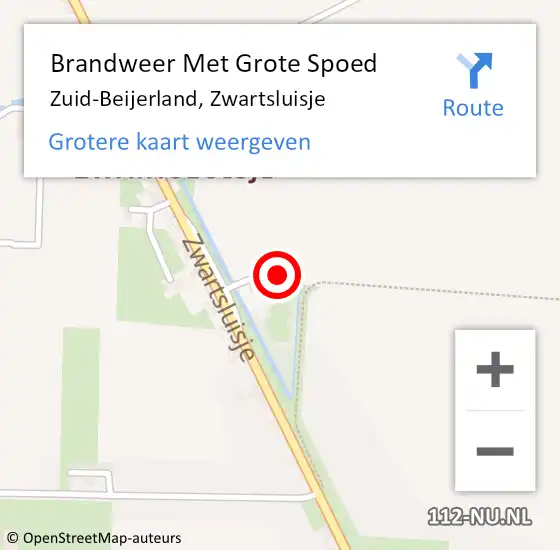 Locatie op kaart van de 112 melding: Brandweer Met Grote Spoed Naar Zuid-Beijerland, Zwartsluisje op 8 februari 2015 16:11