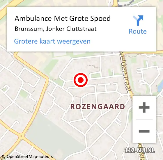 Locatie op kaart van de 112 melding: Ambulance Met Grote Spoed Naar Brunssum, Jonker Cluttstraat op 8 februari 2015 16:12