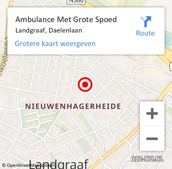 Locatie op kaart van de 112 melding: Ambulance Met Grote Spoed Naar Landgraaf, Daelenlaan op 8 februari 2015 16:22