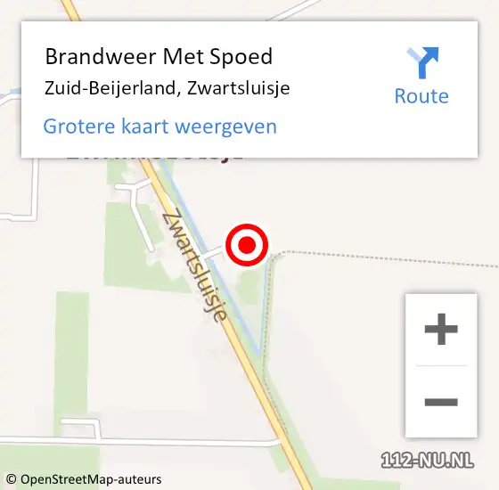 Locatie op kaart van de 112 melding: Brandweer Met Spoed Naar Zuid-Beijerland, Zwartsluisje op 8 februari 2015 16:48