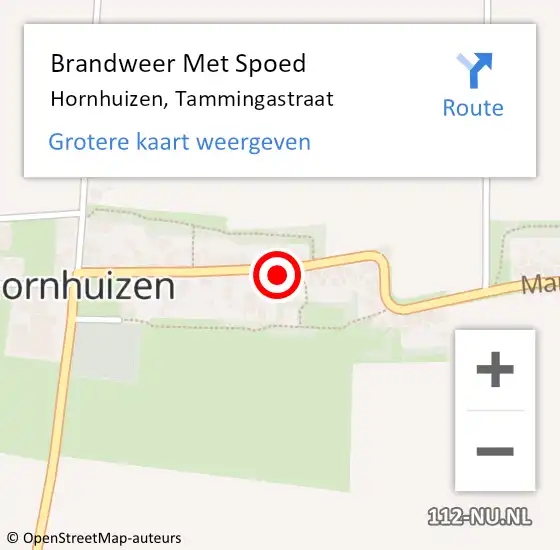 Locatie op kaart van de 112 melding: Brandweer Met Spoed Naar Hornhuizen, Tammingastraat op 29 oktober 2013 09:34