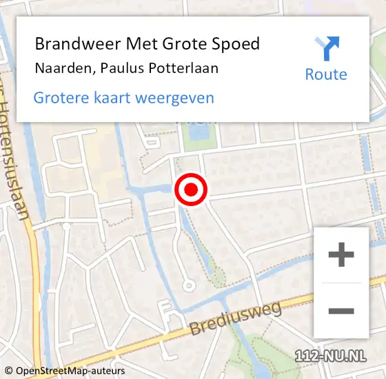 Locatie op kaart van de 112 melding: Brandweer Met Grote Spoed Naar Naarden, Paulus Potterlaan op 8 februari 2015 17:16