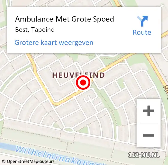 Locatie op kaart van de 112 melding: Ambulance Met Grote Spoed Naar Best, Tapeind op 8 februari 2015 17:33