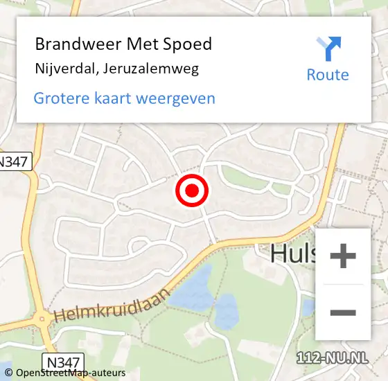 Locatie op kaart van de 112 melding: Brandweer Met Spoed Naar Nijverdal, Jeruzalemweg op 8 februari 2015 17:46