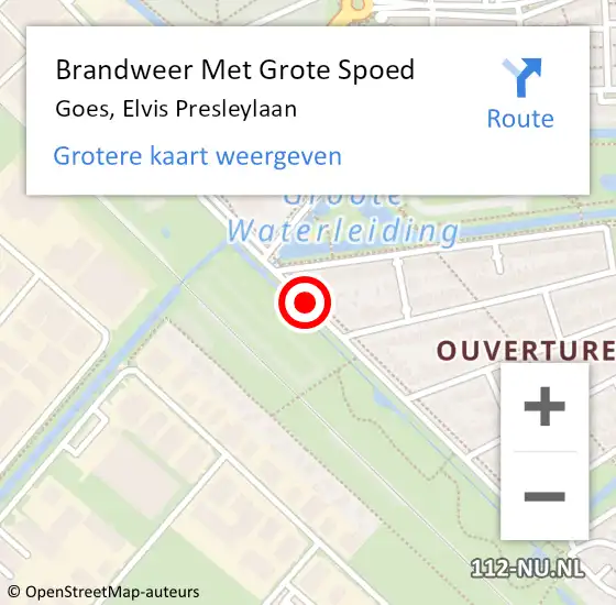 Locatie op kaart van de 112 melding: Brandweer Met Grote Spoed Naar Goes, Elvis Presleylaan op 8 februari 2015 18:03