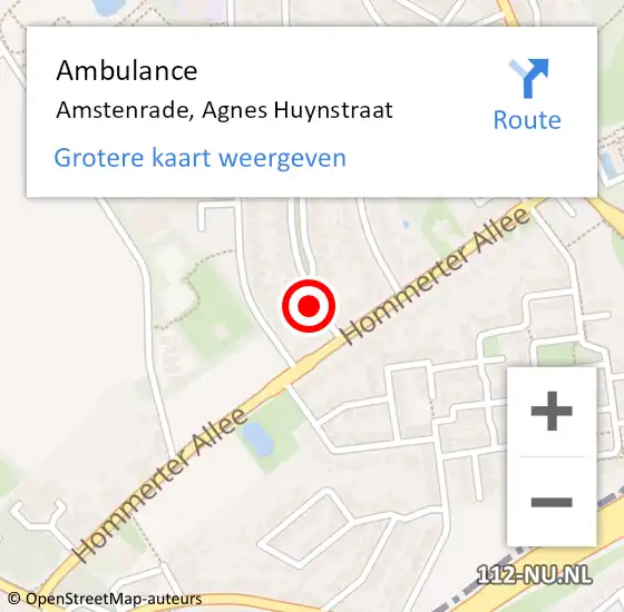 Locatie op kaart van de 112 melding: Ambulance Amstenrade, Agnes Huynstraat op 8 februari 2015 18:05