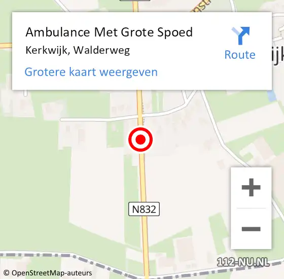 Locatie op kaart van de 112 melding: Ambulance Met Grote Spoed Naar Kerkwijk, N832 op 29 oktober 2013 09:38